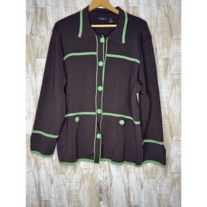 Yarns & Stitches Cardigan Womens Size 2X Vintage Grandma Core Modest Sweater Top